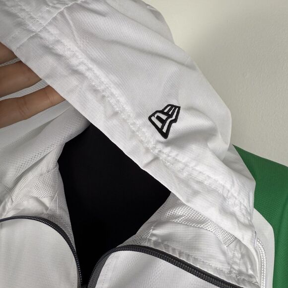 NWT Boston Celtics Ripstop Quarter-Zip Hoodie New Era NBA Windbreaker Gray/White - Picture 6 of 13